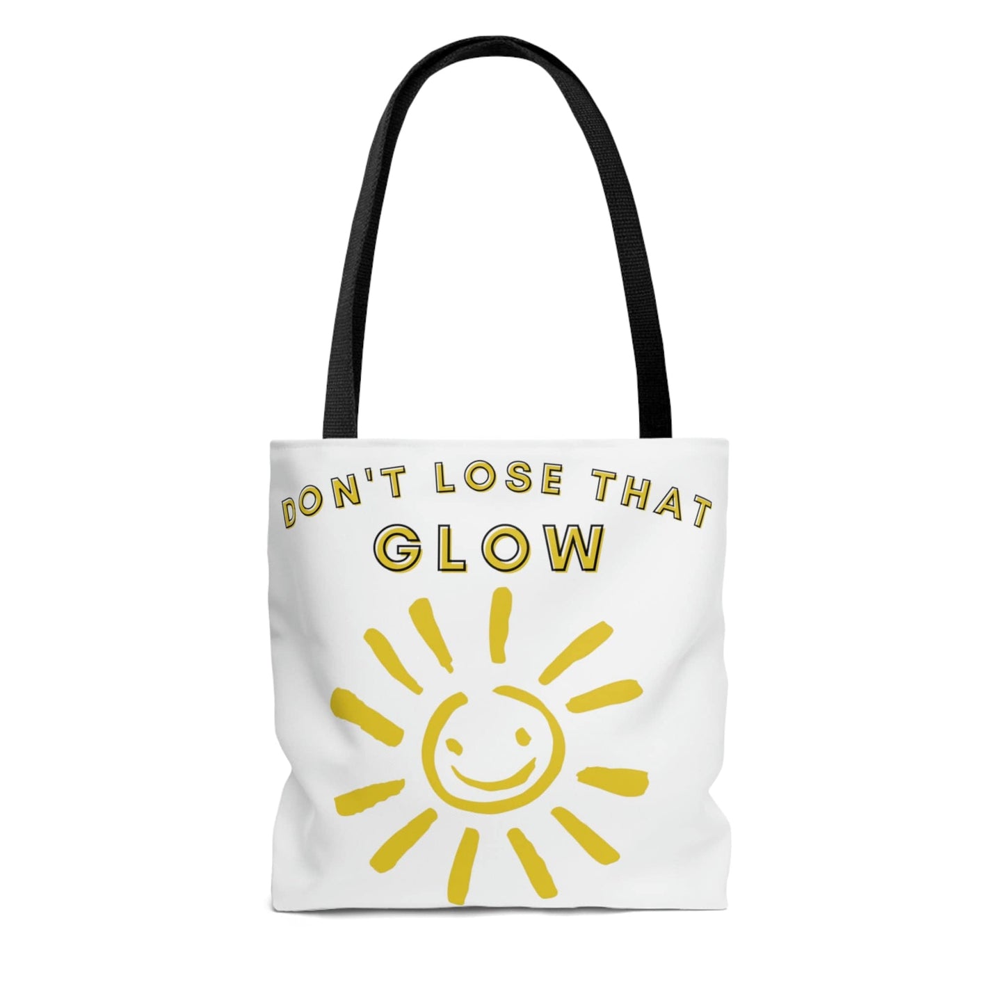 Don't Lose That Glow (Graphic Yellow Smiling Sun) Tote Bag