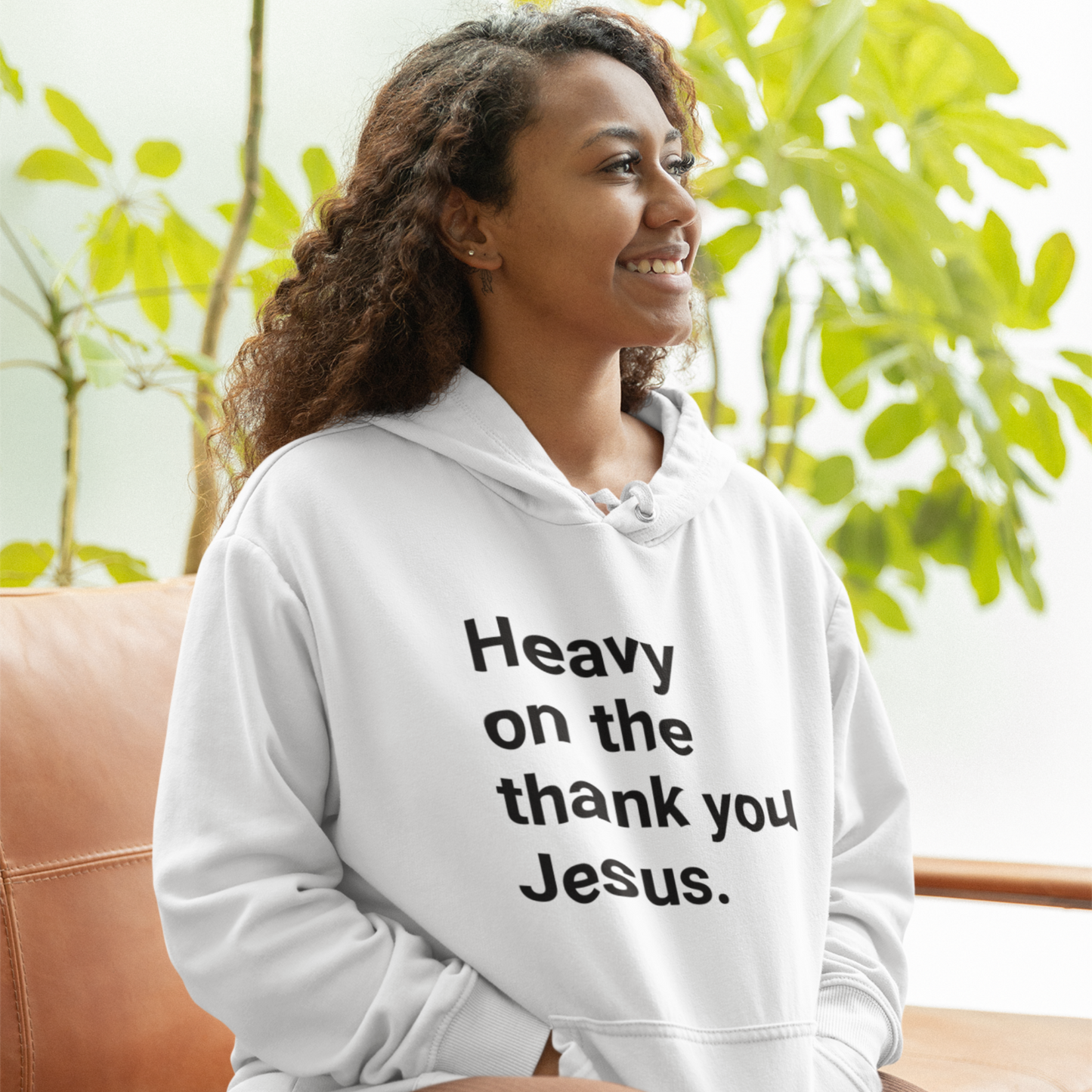 Heavy on the Thank you Jesus (Graphic Black Text) Unisex Heavy Blend Hoodie - Style: Gildan 18500