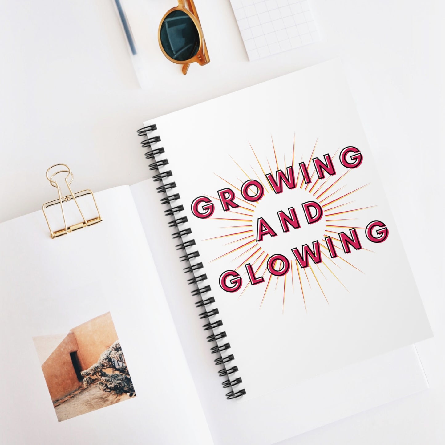 Growing & Glowing (Red Design) Spiral Notebook - Ruled Line