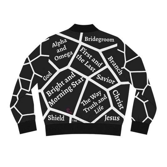 Jesus Bomber Jacket for Women - Black & White Faith Jacket