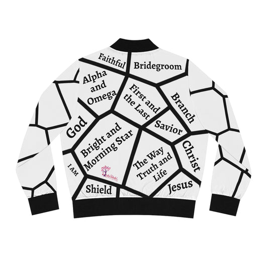 Jesus Bomber Jacket for Women – White & Black Faith Jacket