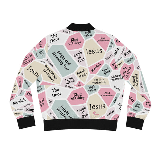 Jesus Bomber Jacket for Women – Black Trim Faith Jacket - Original Design!