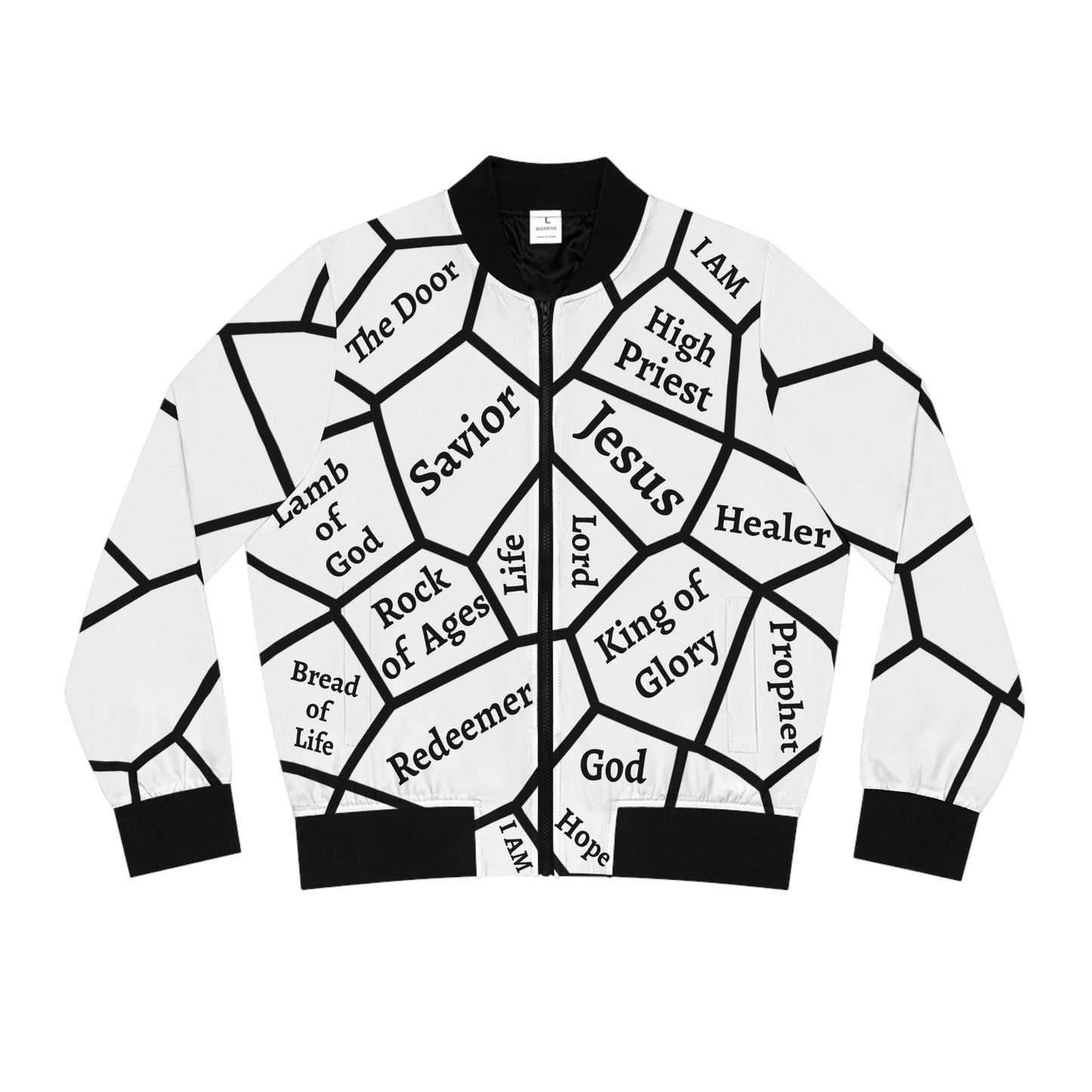 Jesus Bomber Jacket for Women – White & Black Faith Jacket
