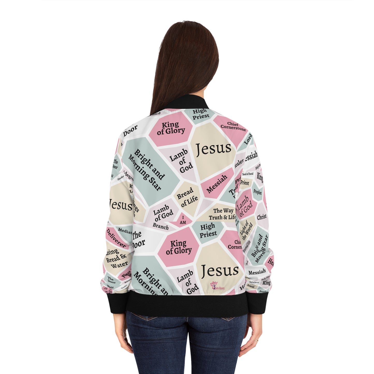 Jesus Bomber Jacket for Women – Black Trim Faith Jacket - Original Design!