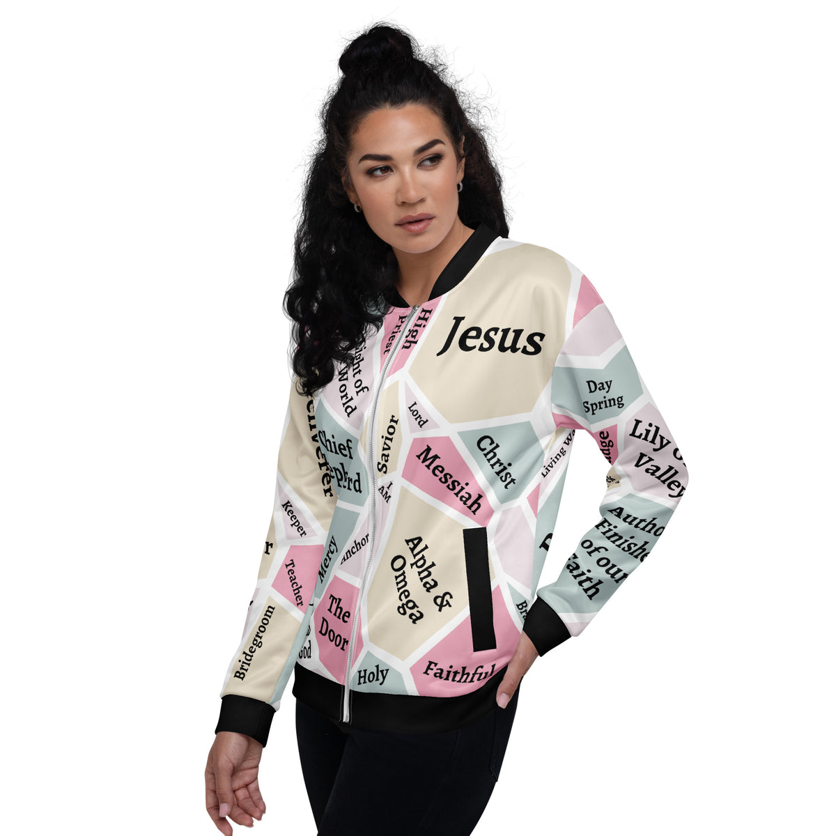 Jesus Rocks Jacket Jesus Bomber Jacket for Women – Black Trim Faith Jacket – Truejoy Unlimited