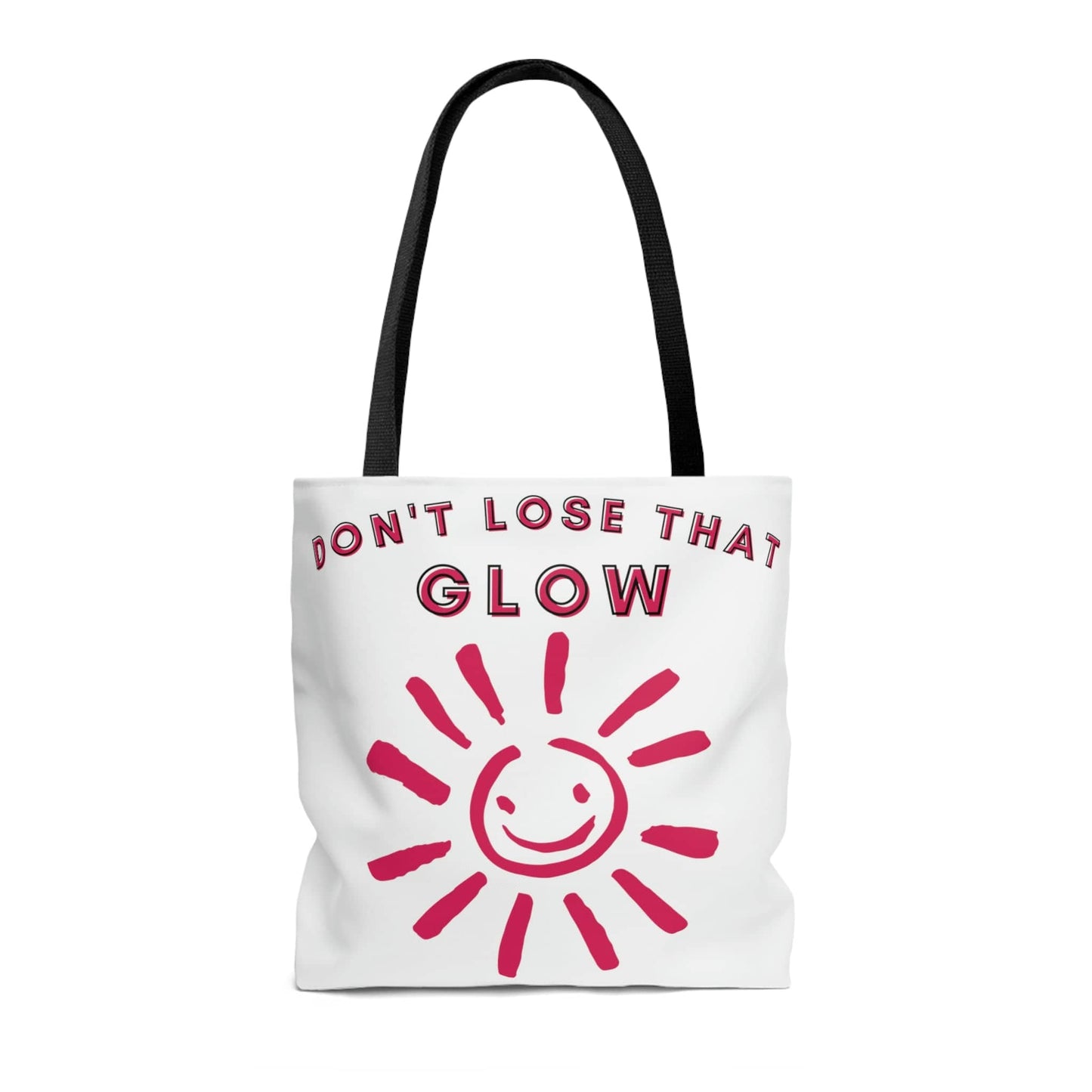 Don't Lose That Glow (Graphic Red Smiling Sun) Tote Bag