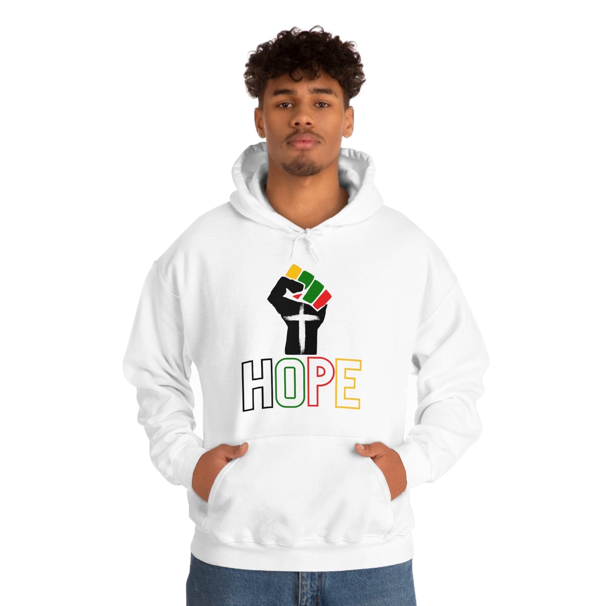 Black History Month Hoodie, HOPE Hoodie, Faith Clothing, Black Power Fist, Jesus Cross
