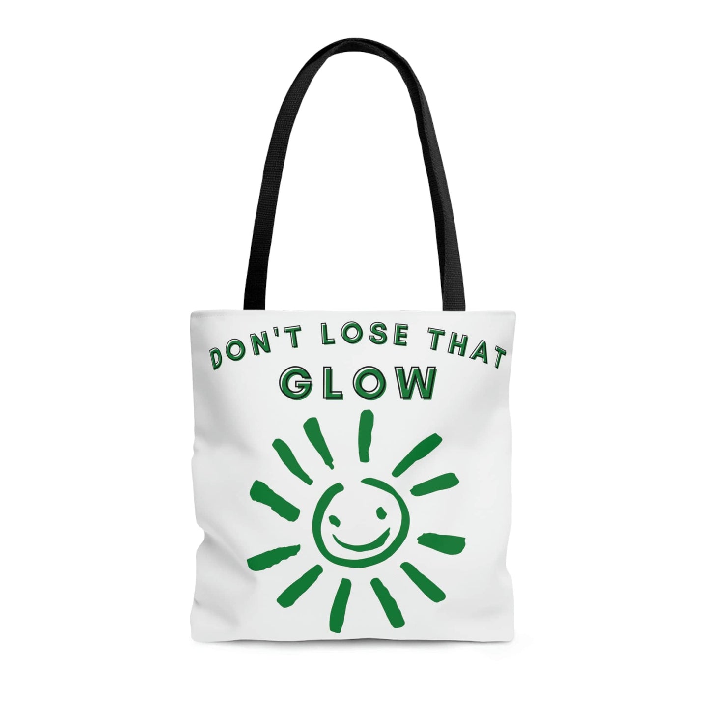 Don't Lose That Glow (Graphic Green Smiling Sun) Tote Bag
