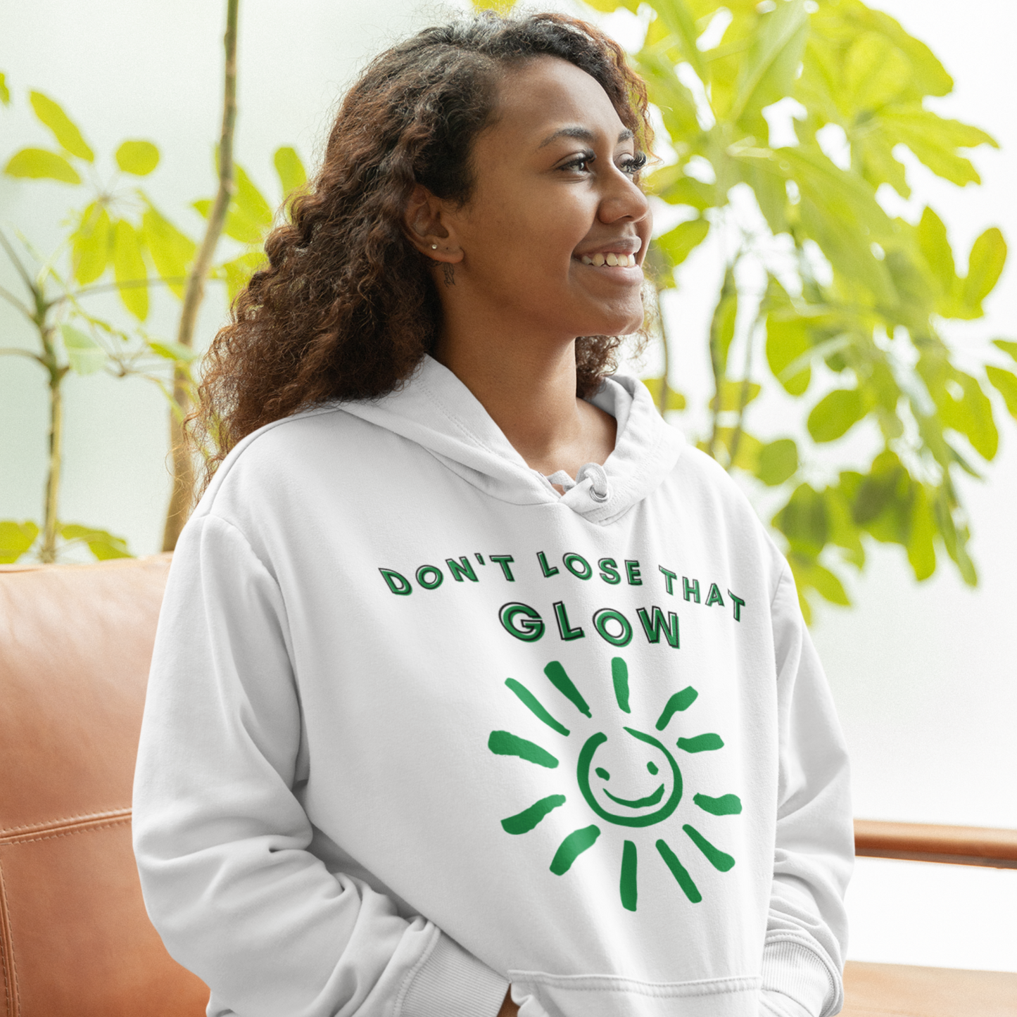 Don’t Lose that Glow (Graphic Green Text & Sun) Unisex Heavy Blend Hoodie - Style: Gildan 18500