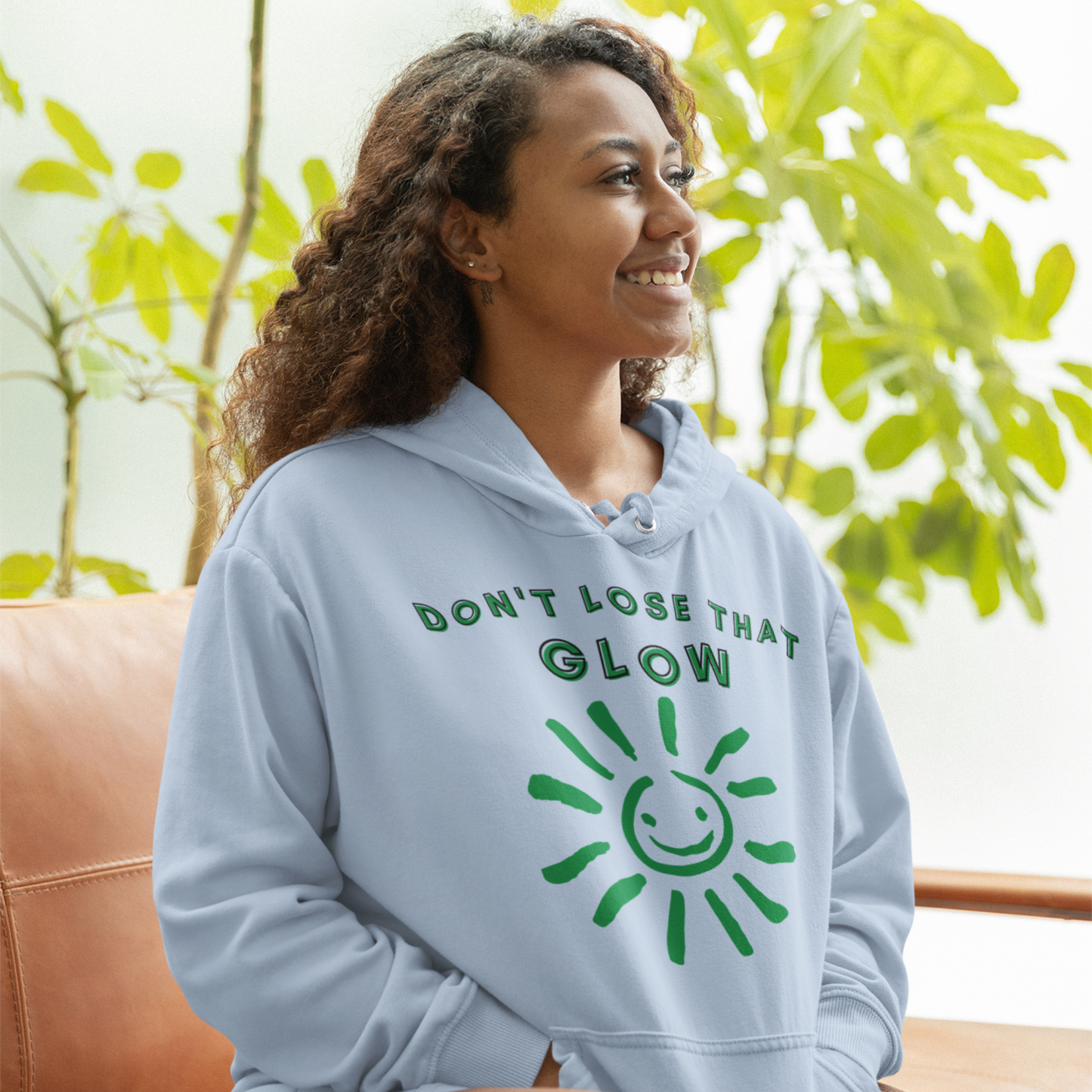 Don’t Lose that Glow (Graphic Green Text & Sun) Unisex Heavy Blend Hoodie - Style: Gildan 18500