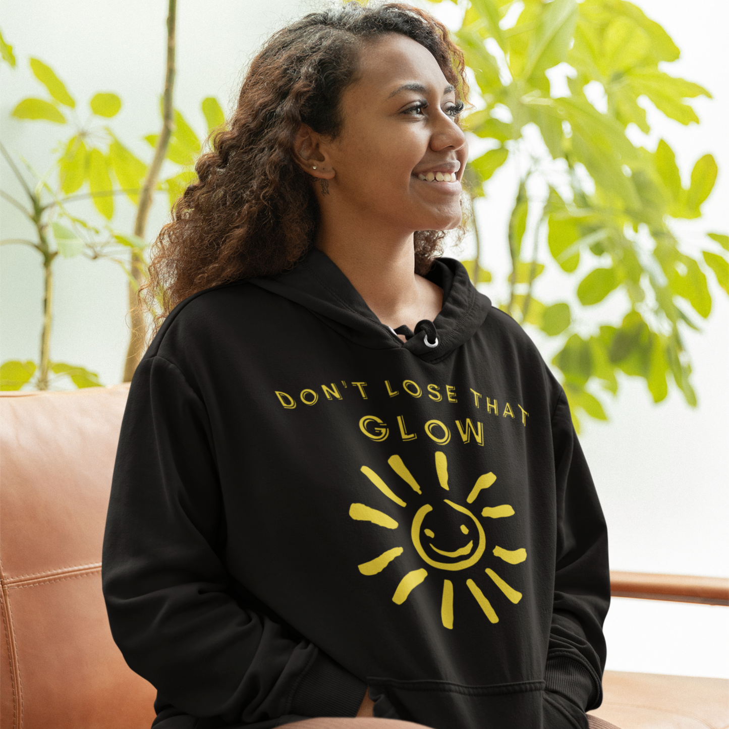 Don’t Lose that Glow (Graphic Yellow Text & Sun) Unisex Heavy Blend Hoodie - Style: Gildan 18500