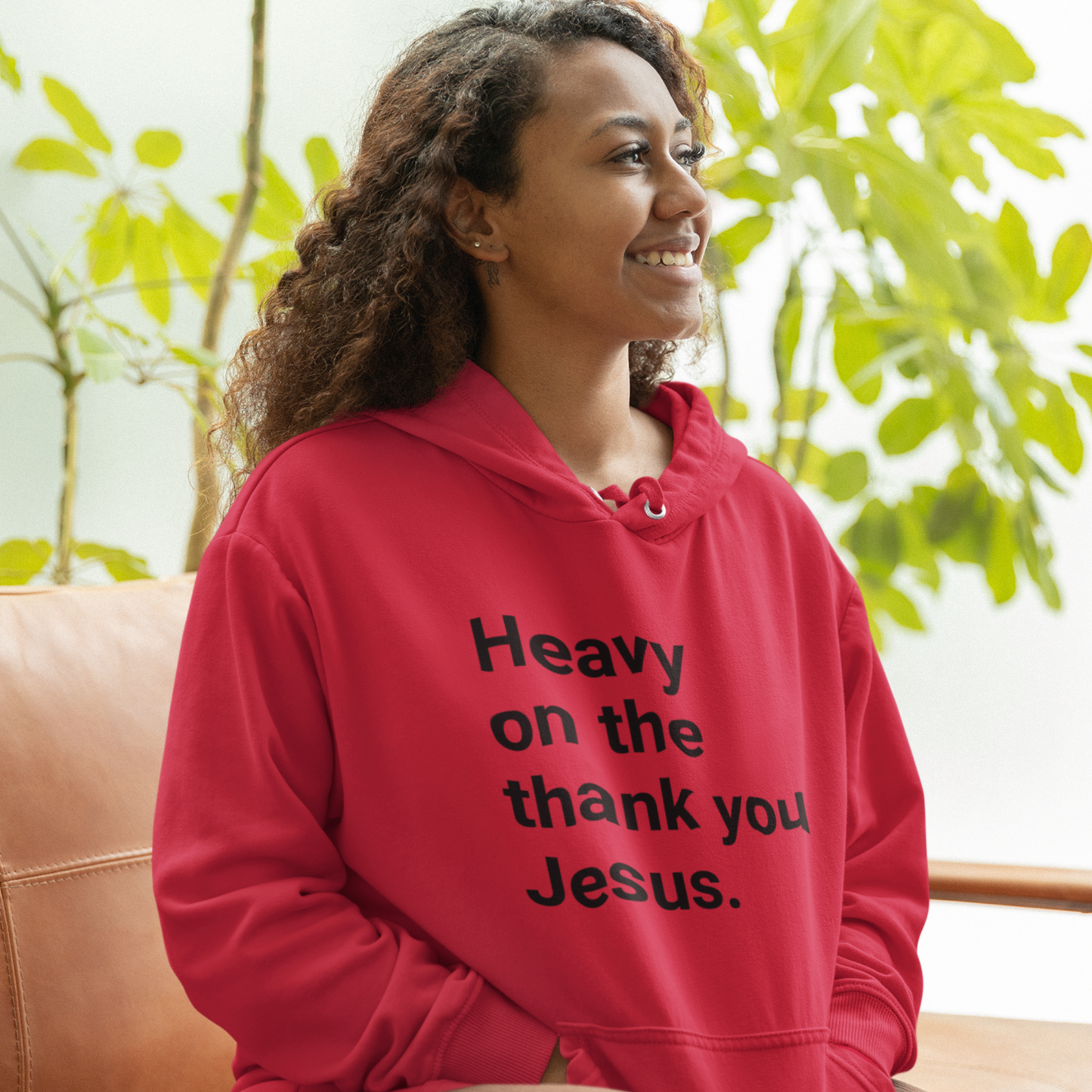 Heavy on the Thank you Jesus (Graphic Black Text) Unisex Heavy Blend Hoodie - Style: Gildan 18500