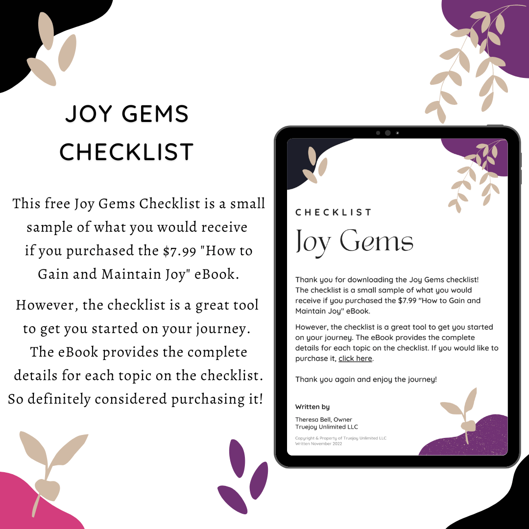 Joy Gems Checklist - Free Gift