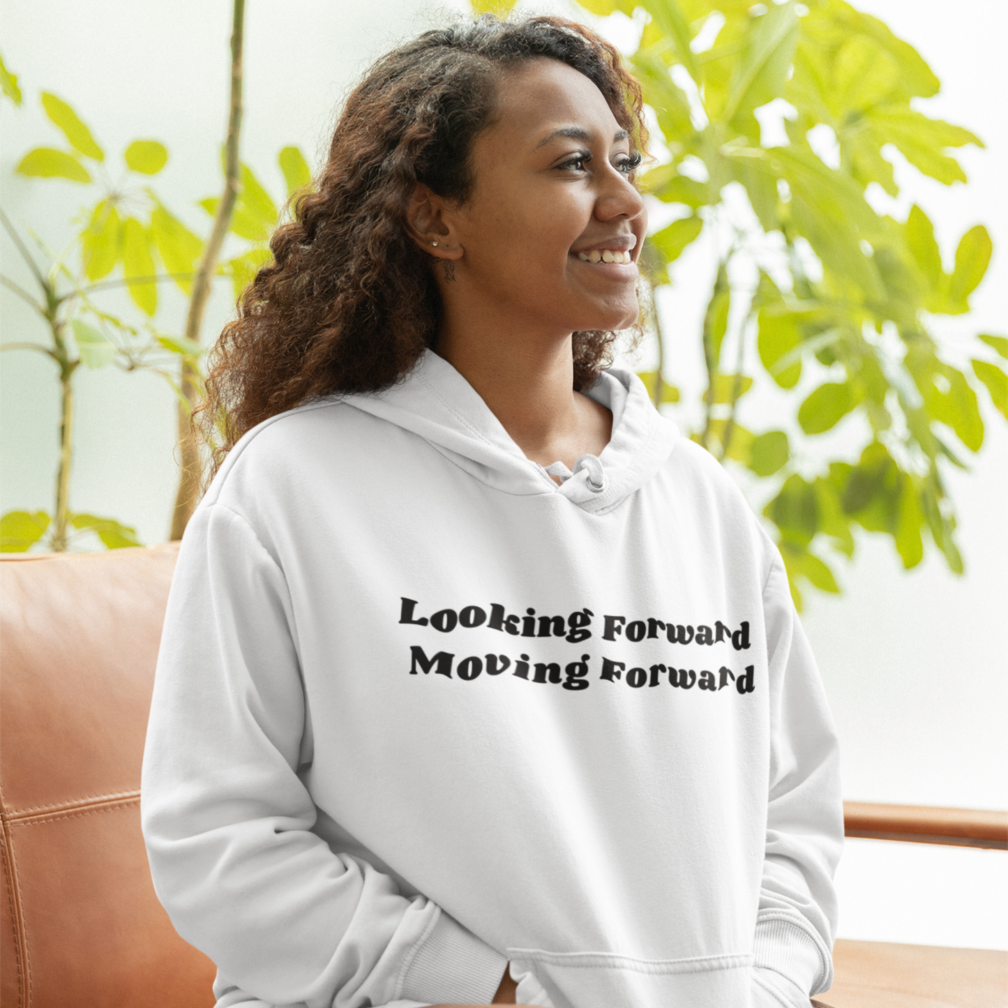 Looking Forward, Moving Forward (Graphic Black Text) Unisex Heavy Blend Hoodie - Style: Gildan 18500