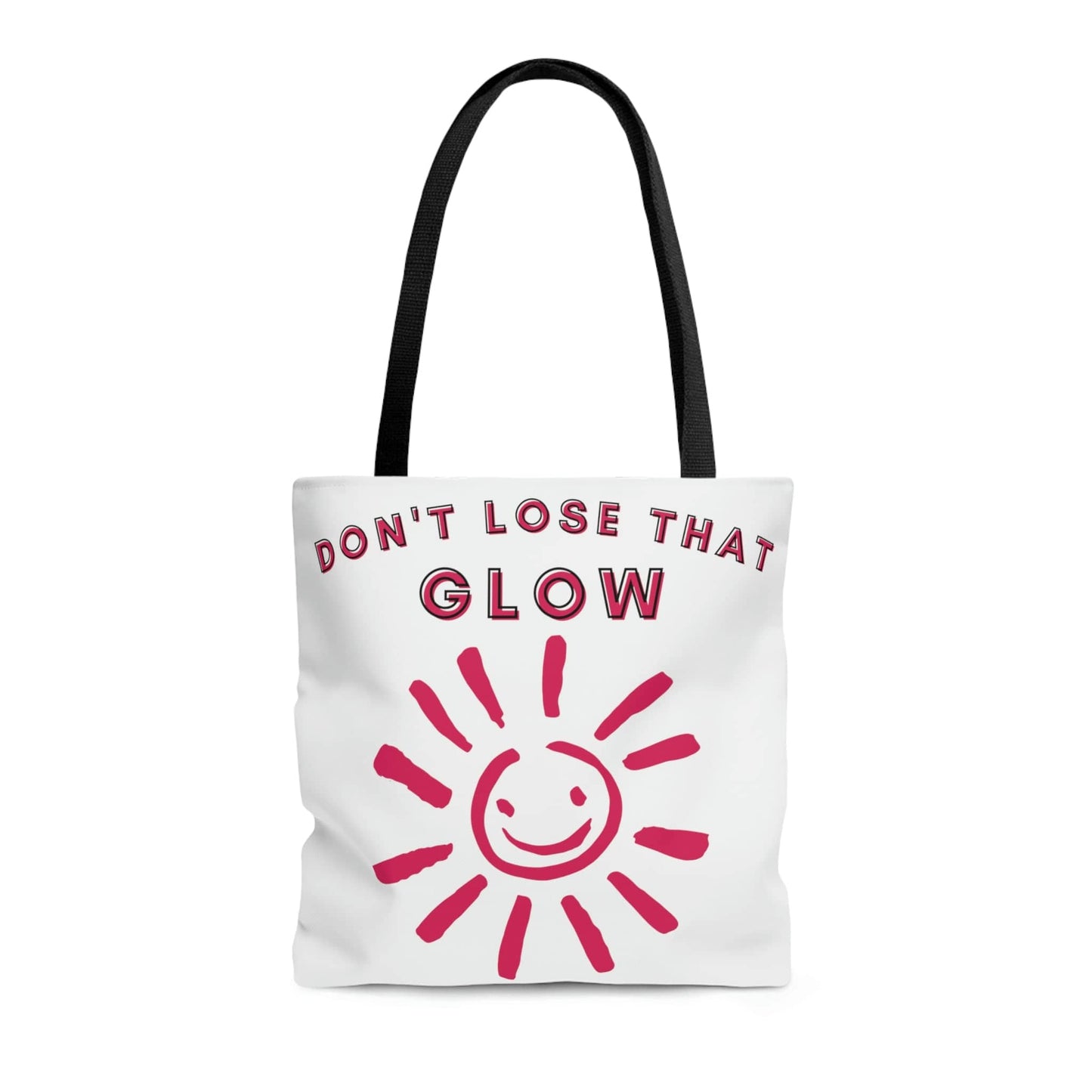 Don't Lose That Glow (Graphic Red Smiling Sun) Tote Bag